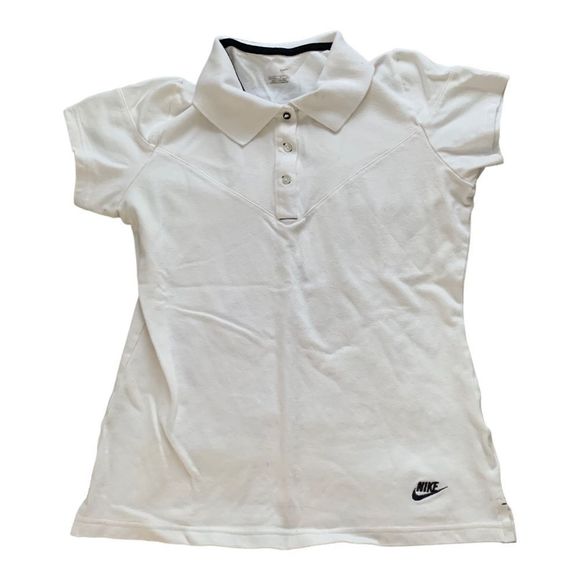 Y2K Youth Girls Nike White Polo Short Sleeve Shirt - Picture 1 of 7